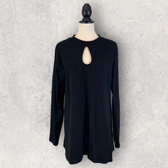 Torrid Black Keyhole Open Back Top Tunic Long Sleeve Mock Neck, Size 3X - Picture 1 of 11